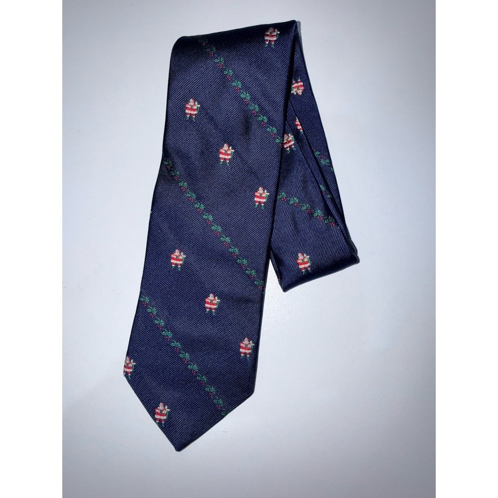 Brooks Brothers Mens Silk Tie Blue Santa Claus Made in USA Italian‎ Fabric L